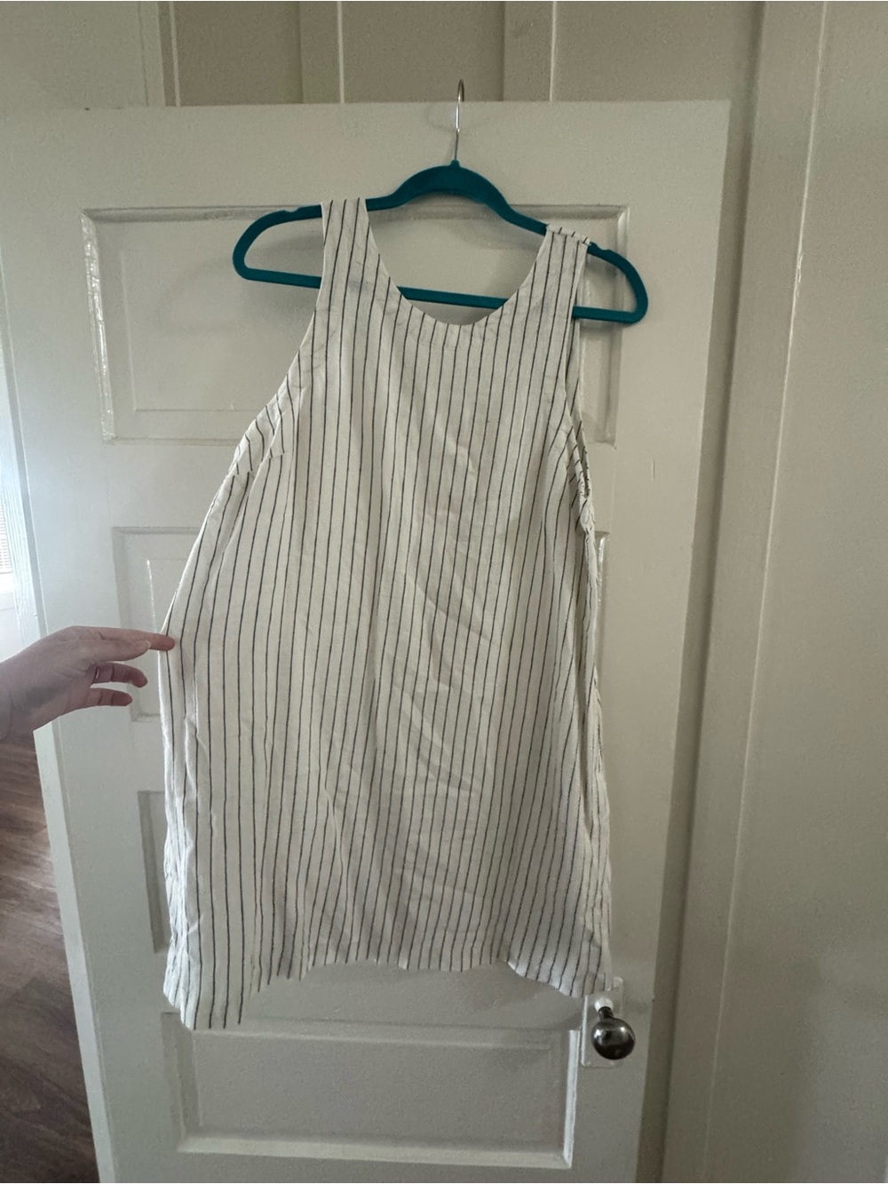 a new day White Mini Dress with Black Pinstripes